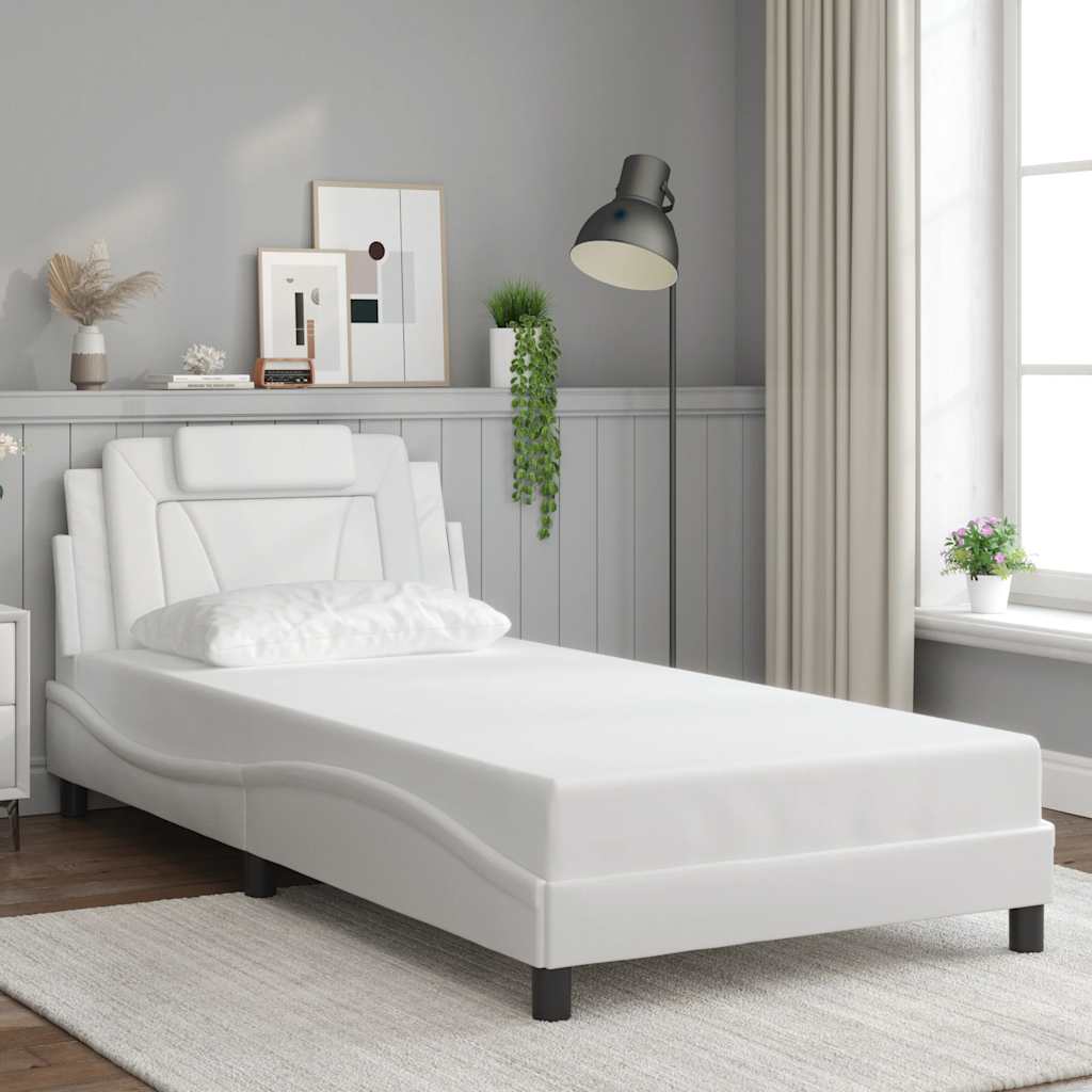 Estrutura de cama viana sem colchão 100x200 cm couro artificial branco