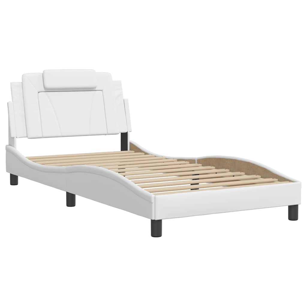 Estrutura de cama viana sem colchão 100x200 cm couro artificial branco