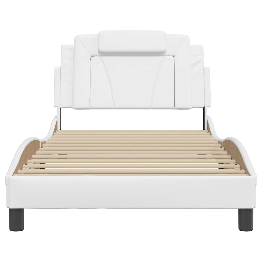 Estrutura de cama viana sem colchão 100x200 cm couro artificial branco