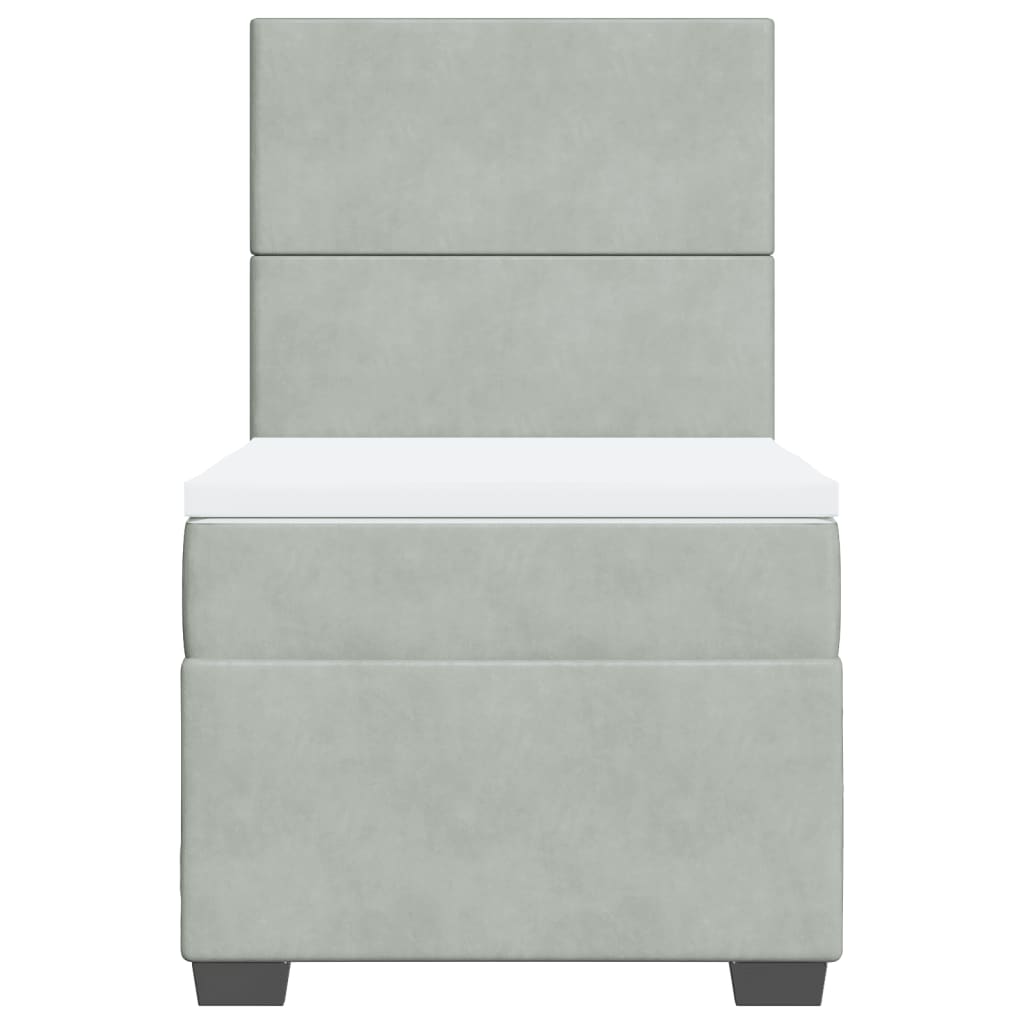 Cama com molas/colchão 90x190 cm veludo cinza-claro