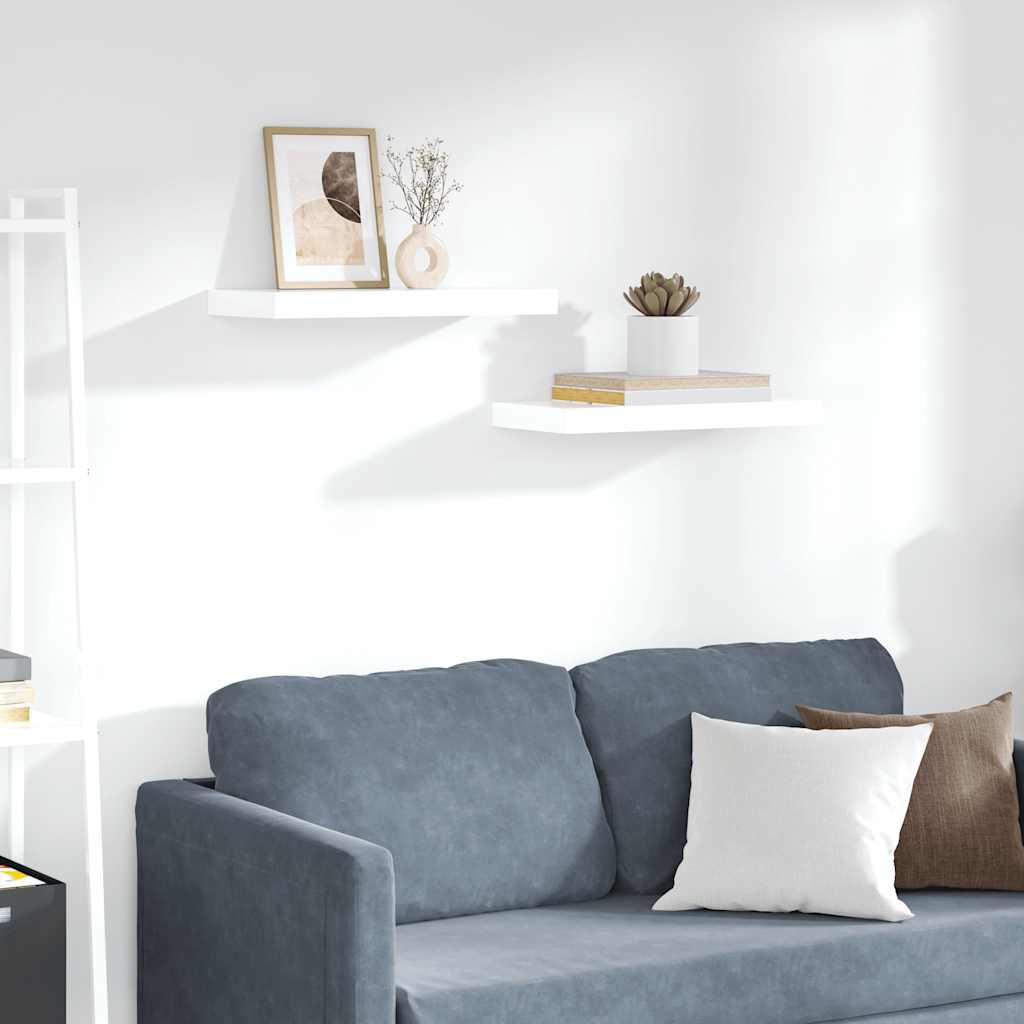Prateleiras de parede suspensas 2 pcs 50x23,5x3,8cm MDF branco