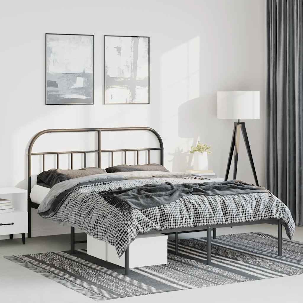 Estrutura de cama com cabeceira 135x190 cm metal preto