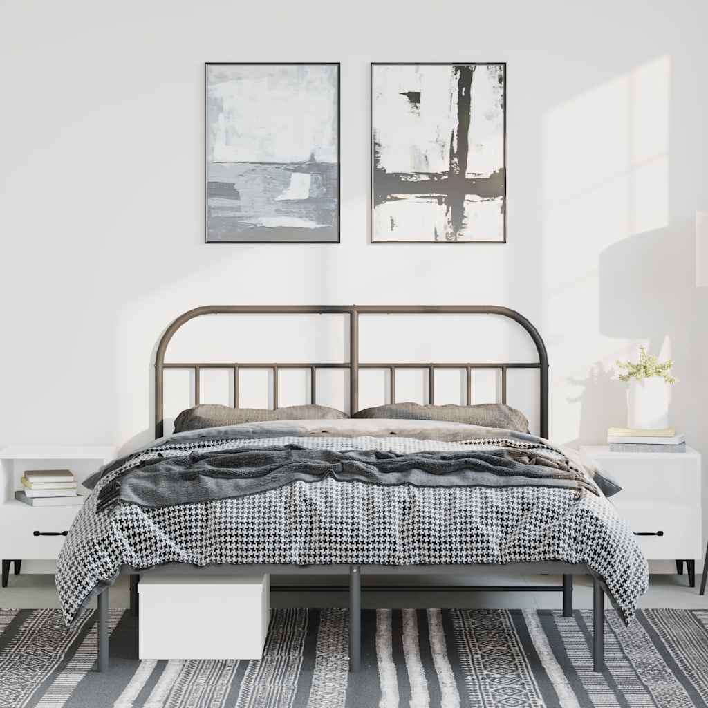 Estrutura de cama com cabeceira 135x190 cm metal preto