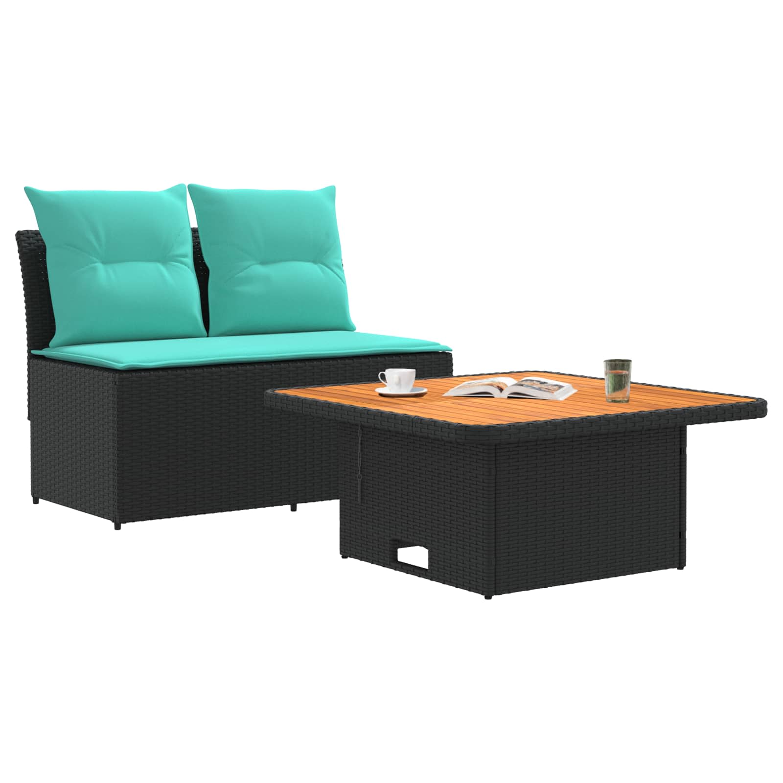 2 Peça sofá do meio para jardim com mesa elevatória vime PE