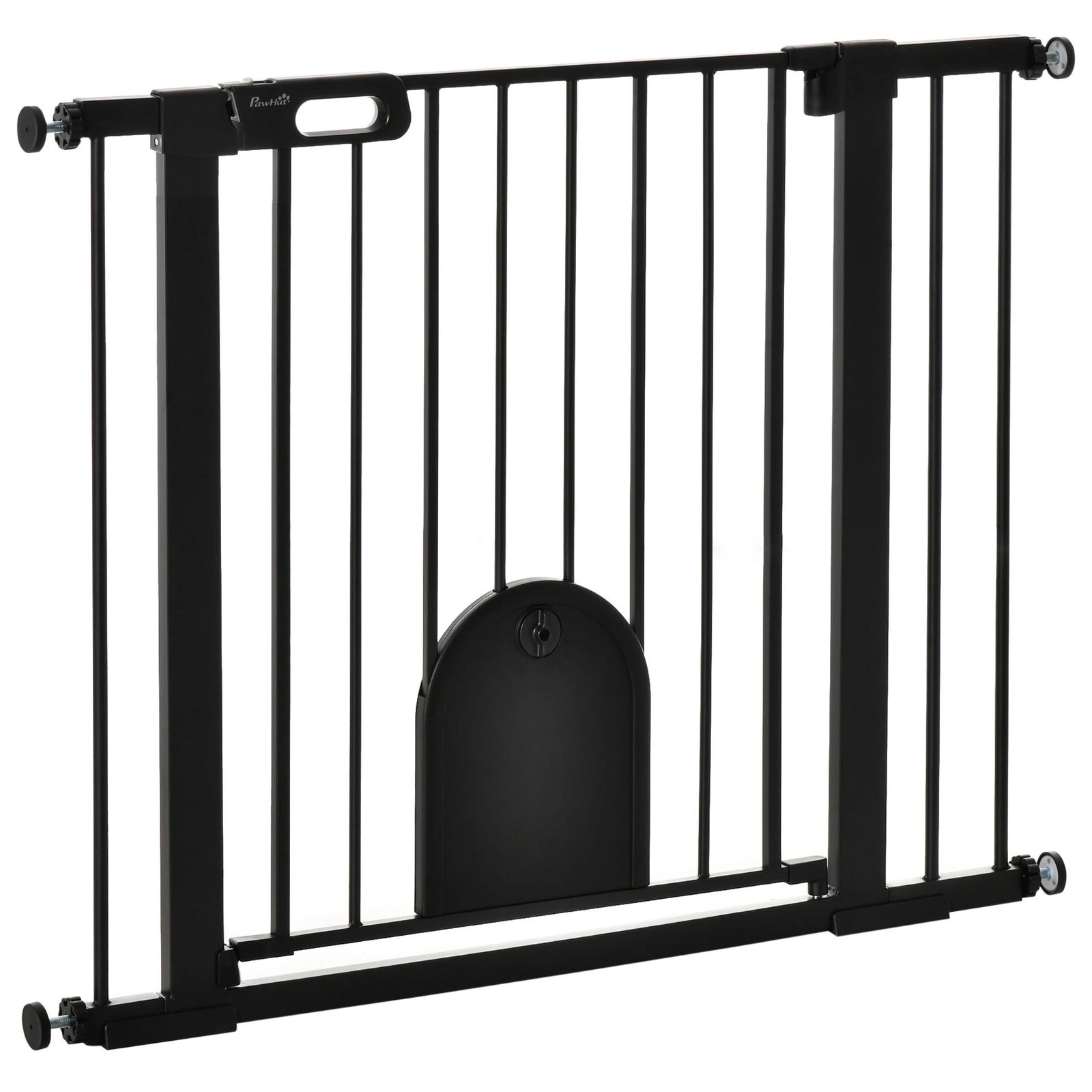 Barreira de Segurança de Cães Animais de Estimação para Escadas e Portas 75-103cm com 2 Extensões Fechamento Automático e Sistem