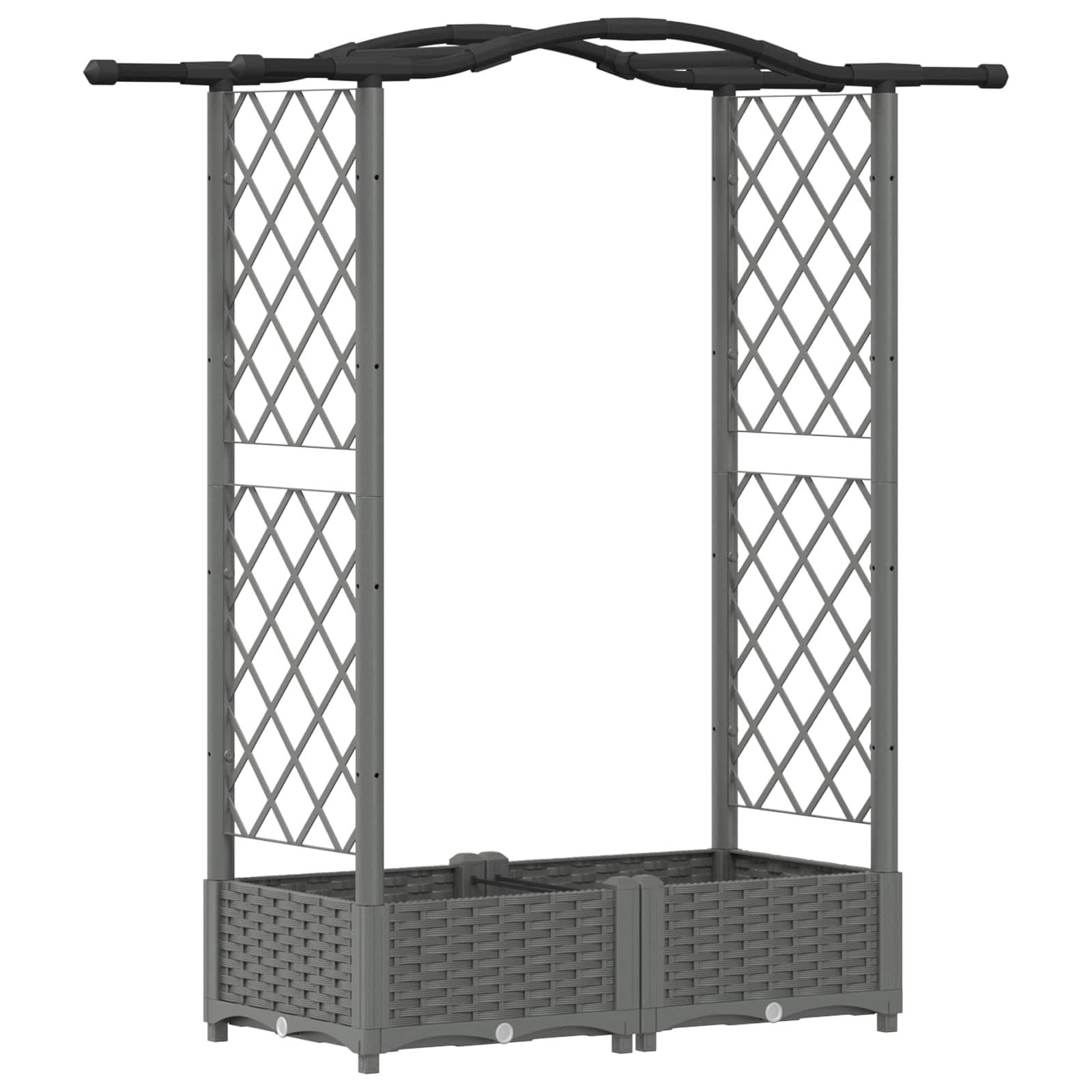 Cama elevada com treliça e telhado cinzento-claro PP