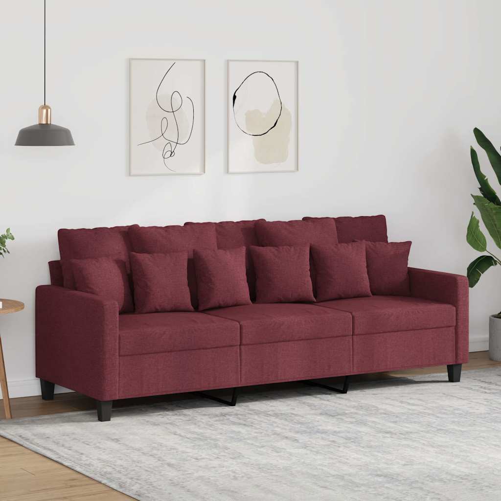 Sofá de 3 lugares tecido 180 cm vermelho tinto