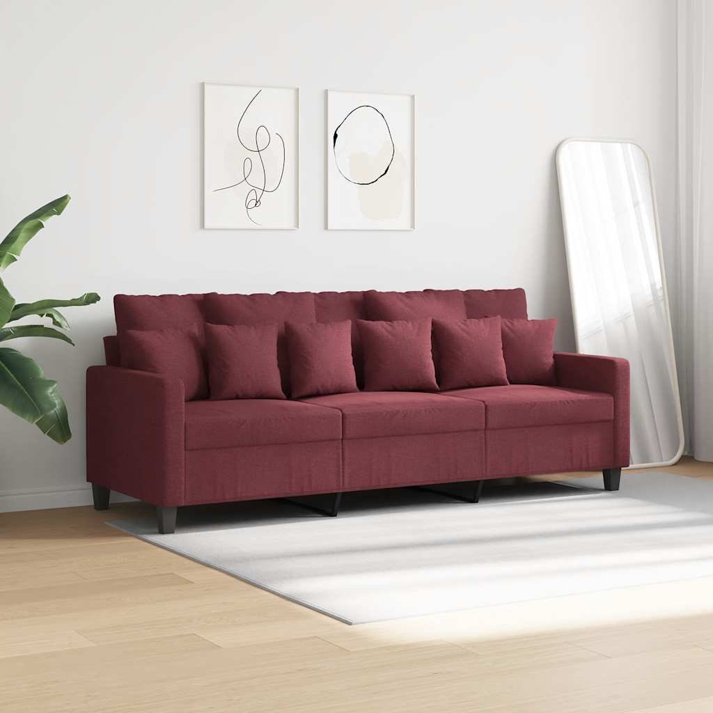 Sofá de 3 lugares tecido 180 cm vermelho tinto