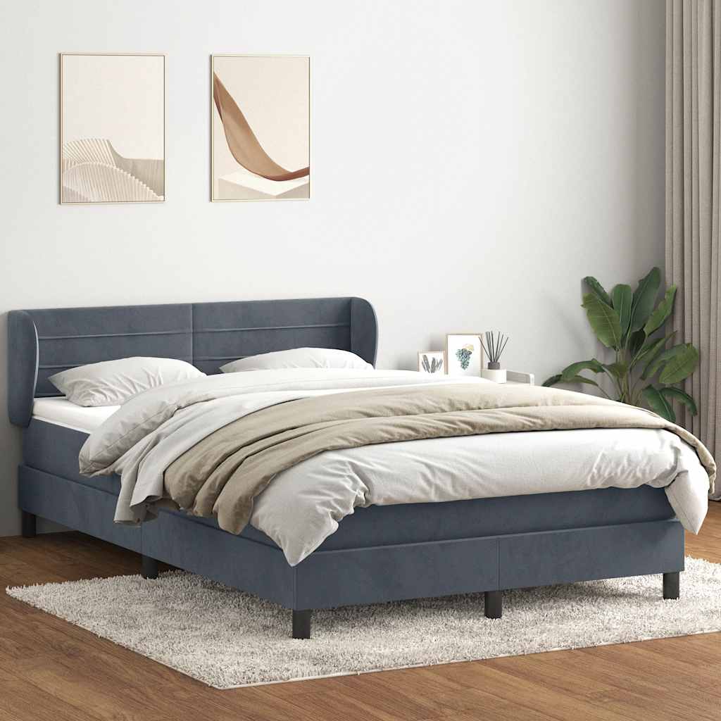 Cama com molas/colchão 160x210 cm veludo cinzento-escuro