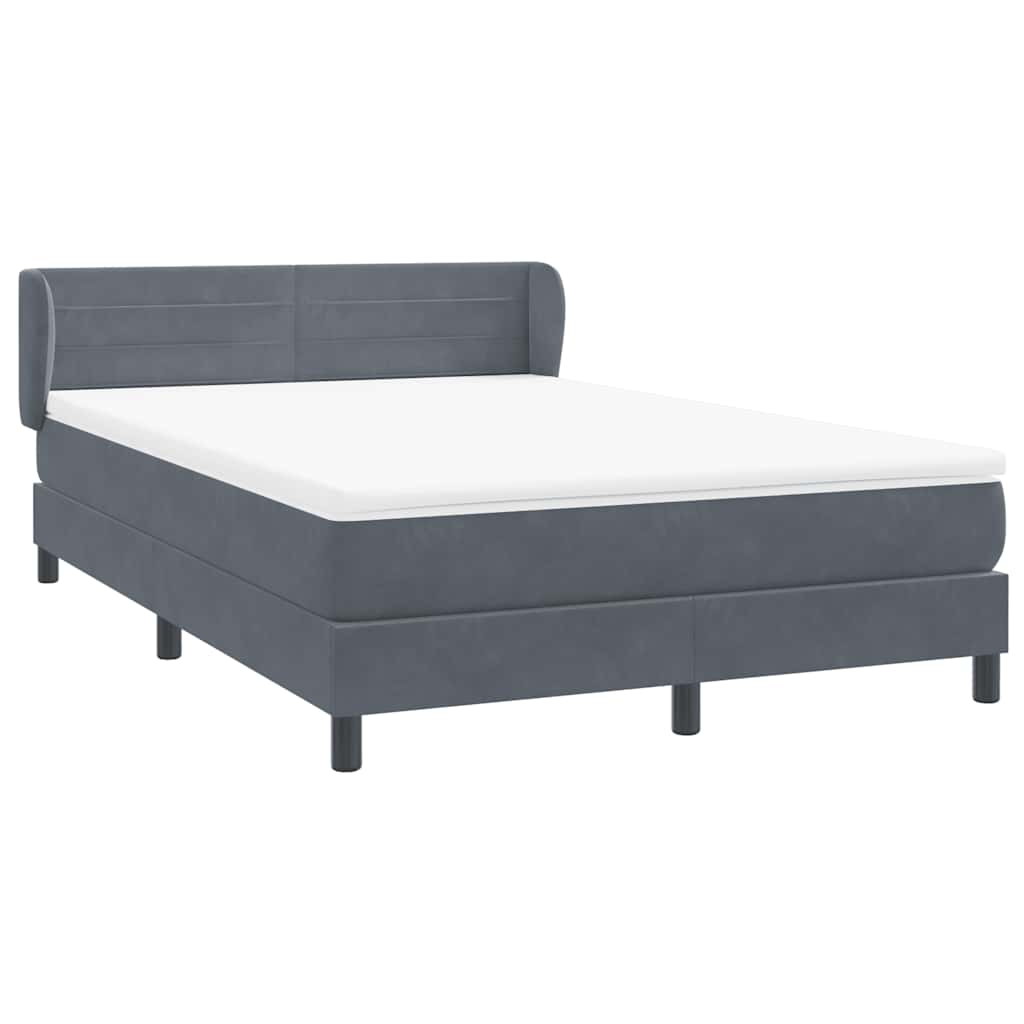 Cama com molas/colchão 160x210 cm veludo cinzento-escuro