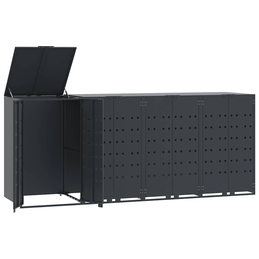Abrigo para 4 caixotes do lixo 276x79x117 cm aço antracite