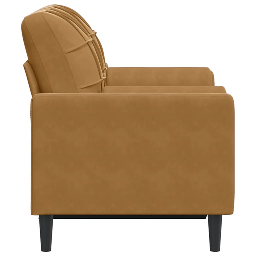 Sofá 2 lugares c/ almofadas decorativas 120 cm veludo castanho