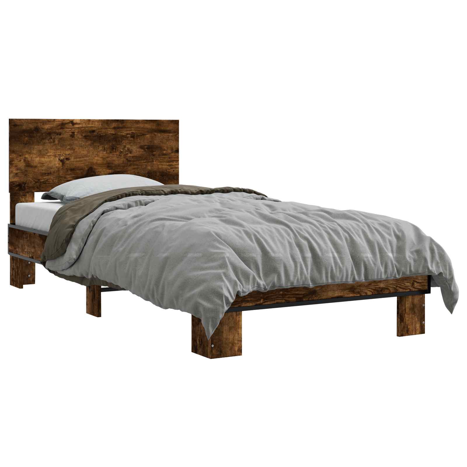 Estrutura de cama com cabeceira carvalho fumado 80 x 200 cm