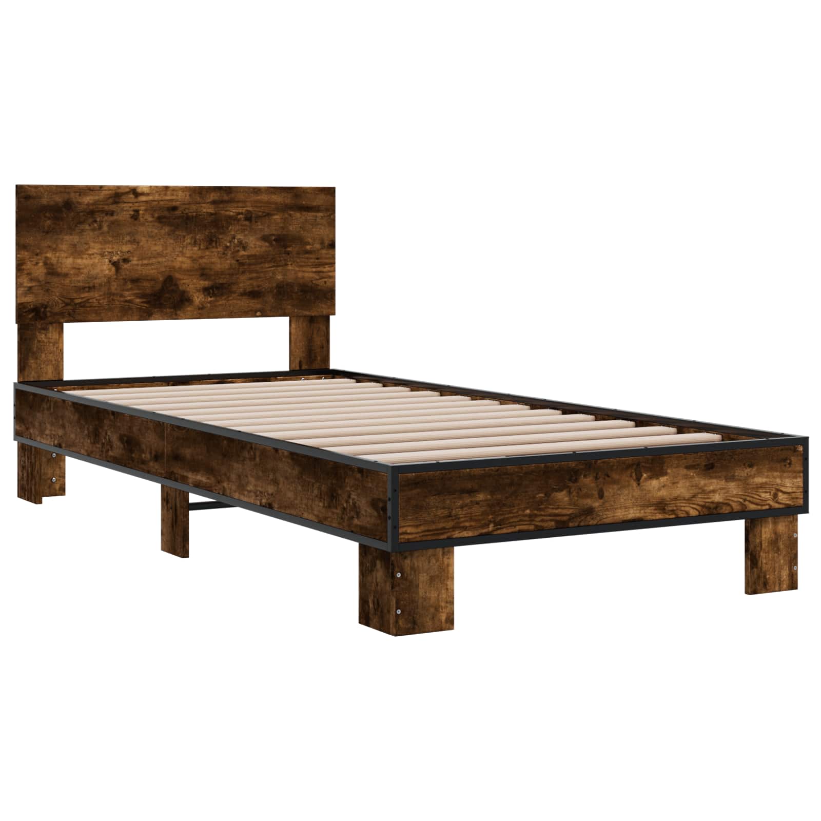 Estrutura de cama com cabeceira carvalho fumado 80 x 200 cm
