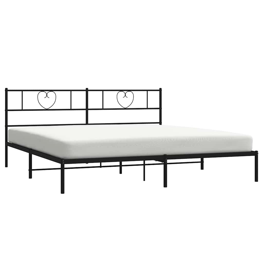 Estrutura de cama com cabeceira 193x203 cm metal preto