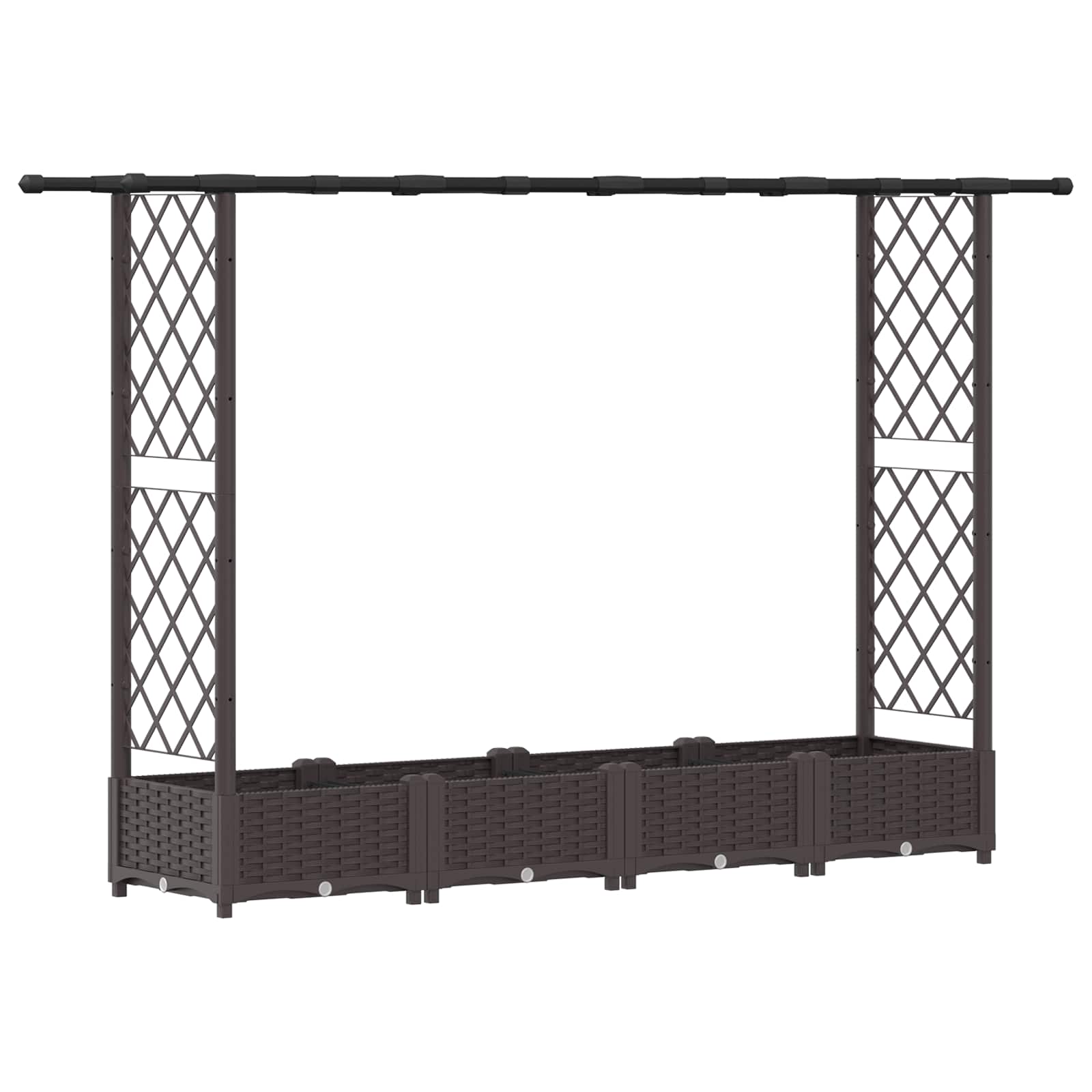 Cama elevada com treliça e telhado castanho 203 x 40 x 121 cm