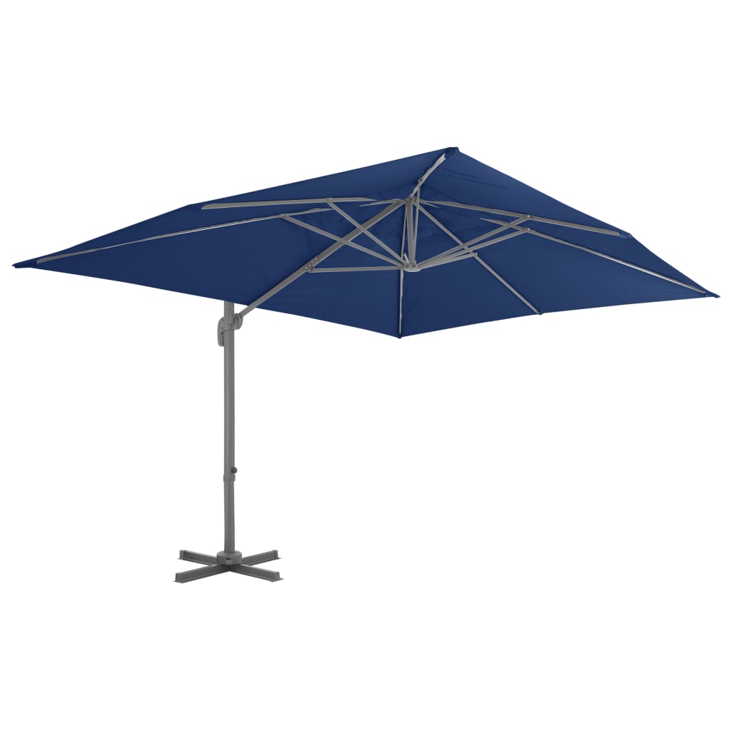 Guarda-sol jardim cantilever c/ poste alumínio 4x3 m azul ciano