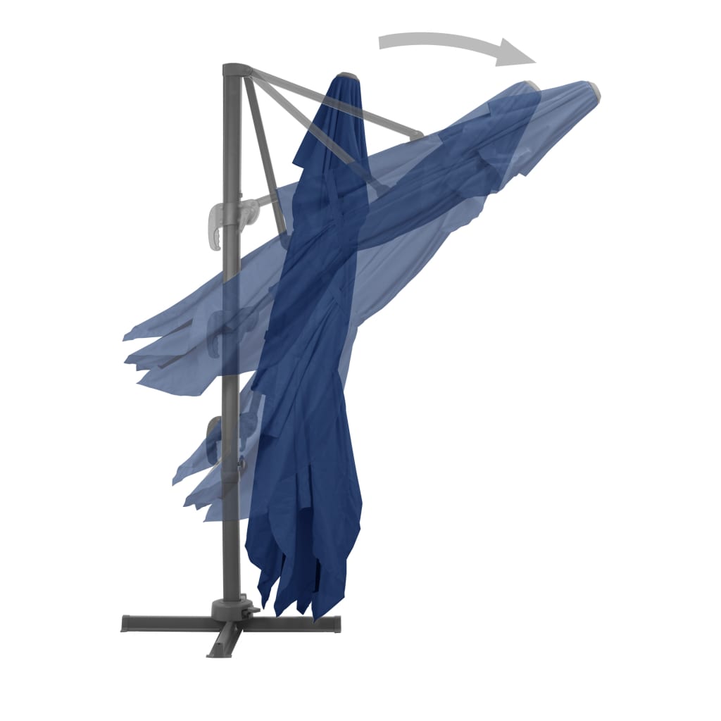 Guarda-sol jardim cantilever c/ poste alumínio 4x3 m azul ciano