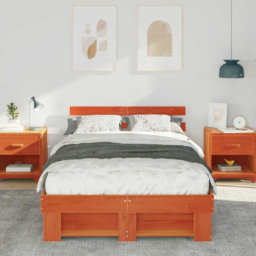 Estrutura da cama com cabeceira marrom cera 140 x 190 cm