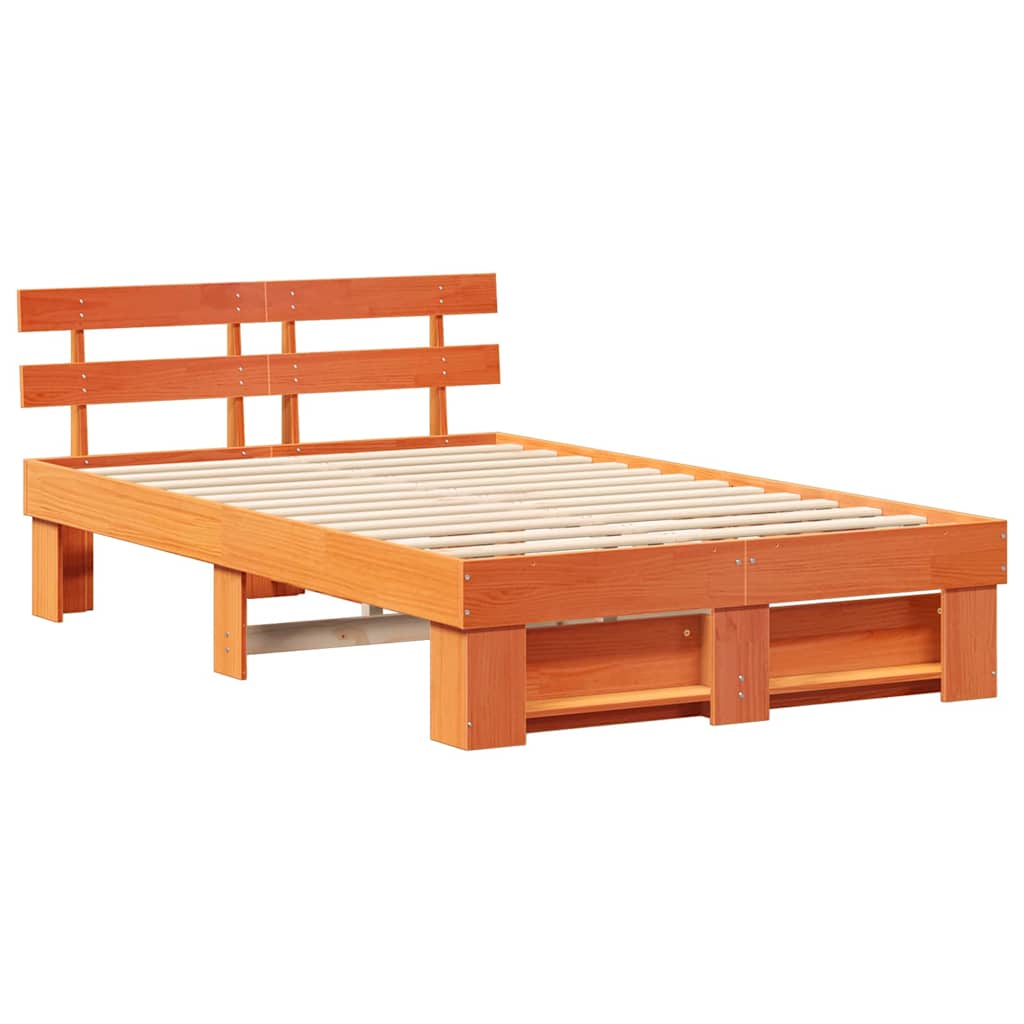 Estrutura da cama com cabeceira marrom cera 140 x 190 cm