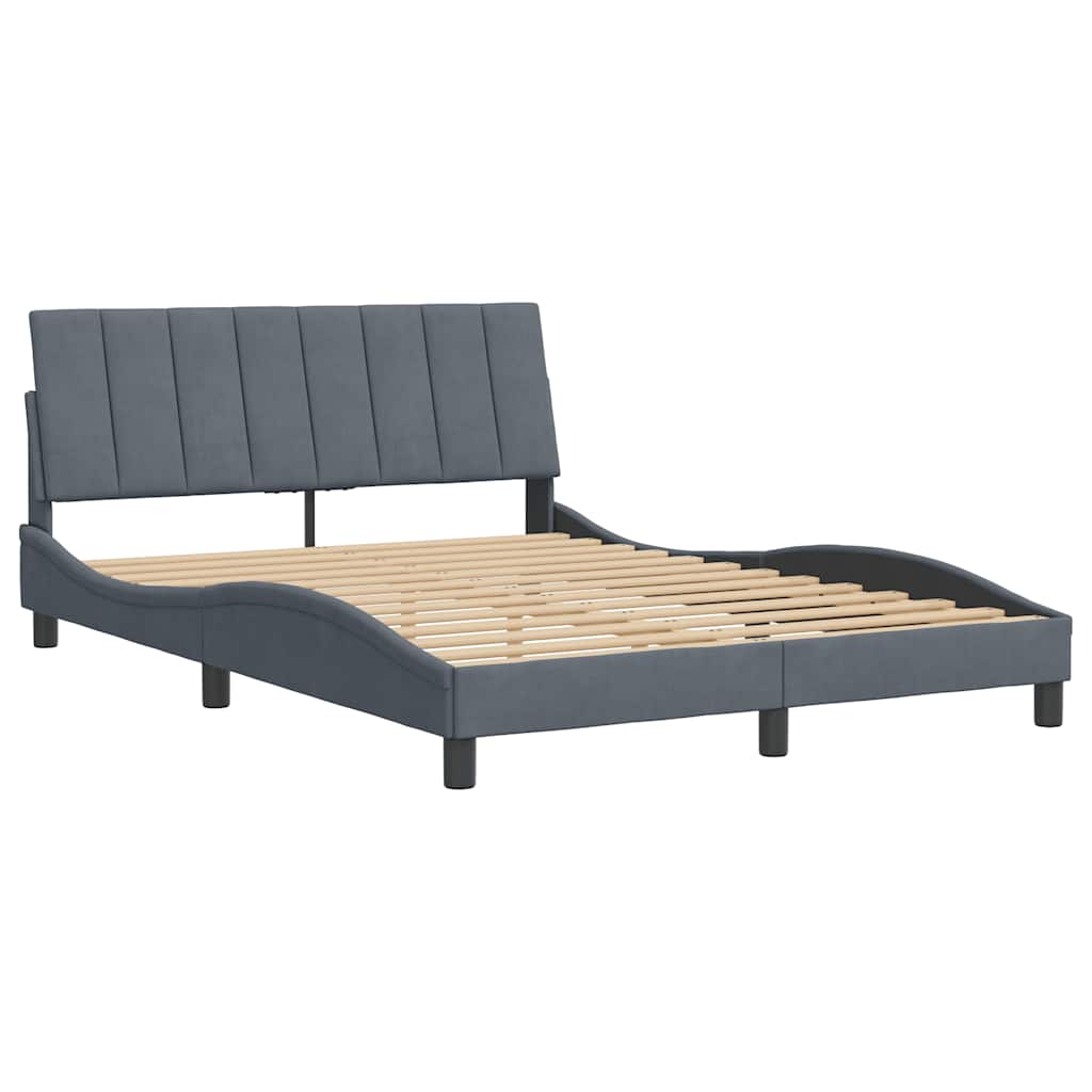 Estrutura de cama sem colchão hanko 120x200 cm veludo cinzento-escuro