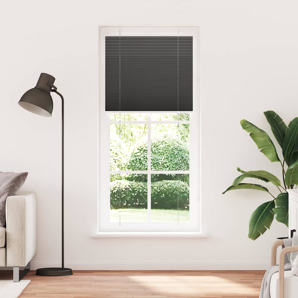 Preto plissada cega 100x200 cm largura tecido 99,4 cm poliéster