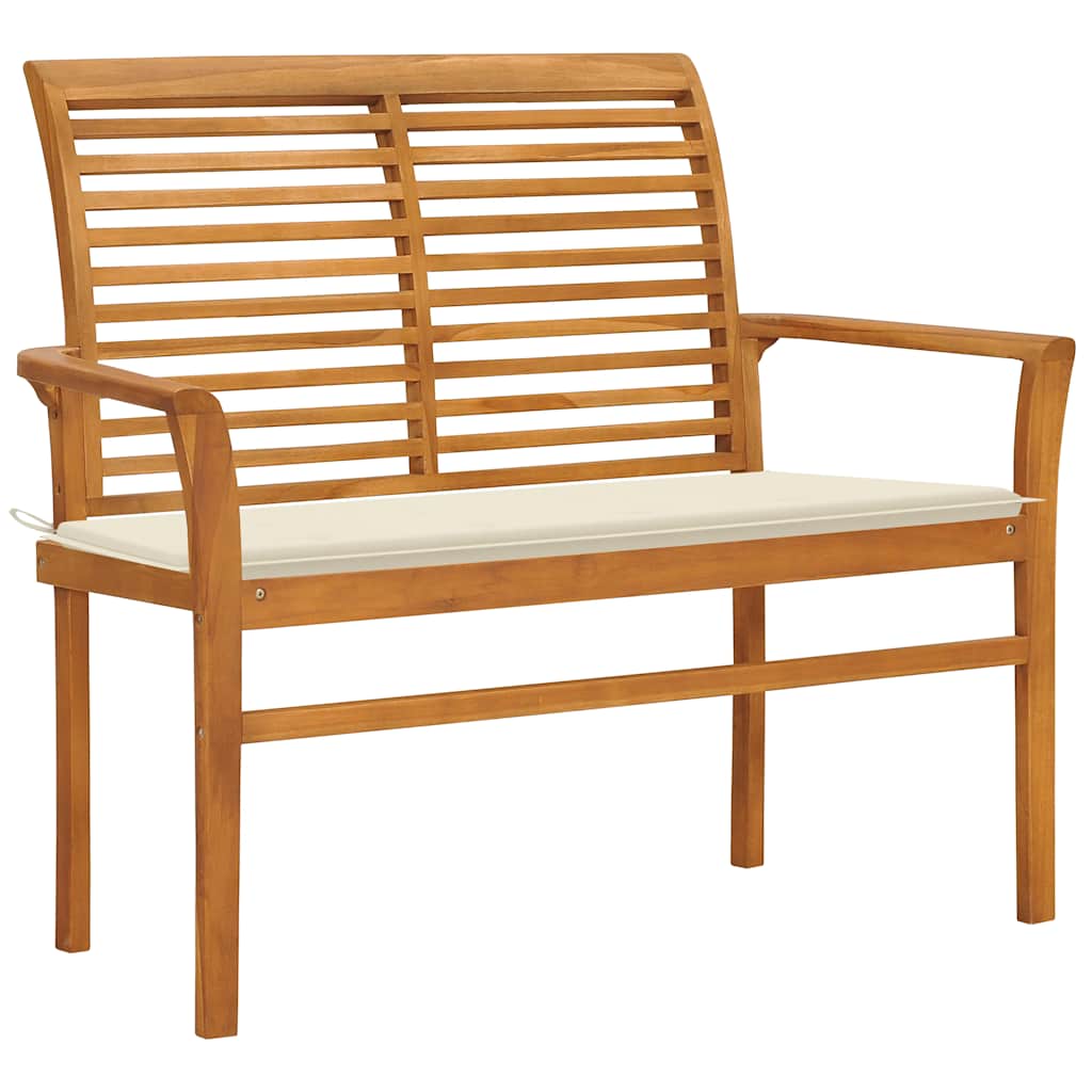 Banco de jardim c/ almofadão creme 112 cm teca maciça