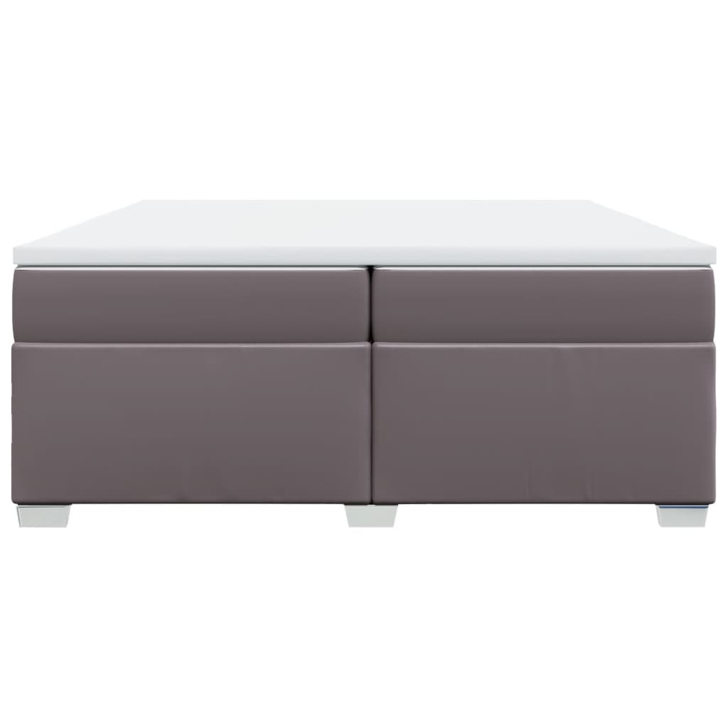 Cama com molas/colchão 200x200 cm couro artificial cinzento
