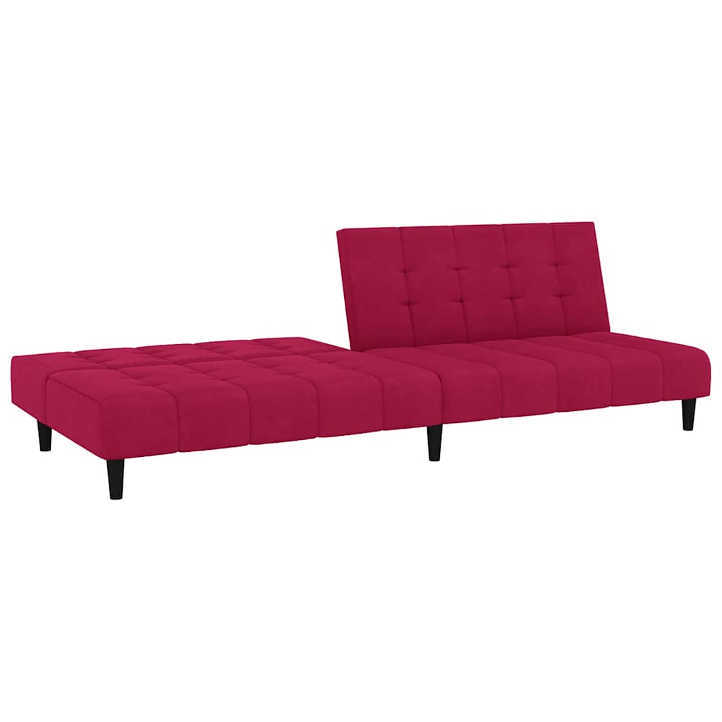 Sofá-cama de 2 lugares veludo vermelho tinto