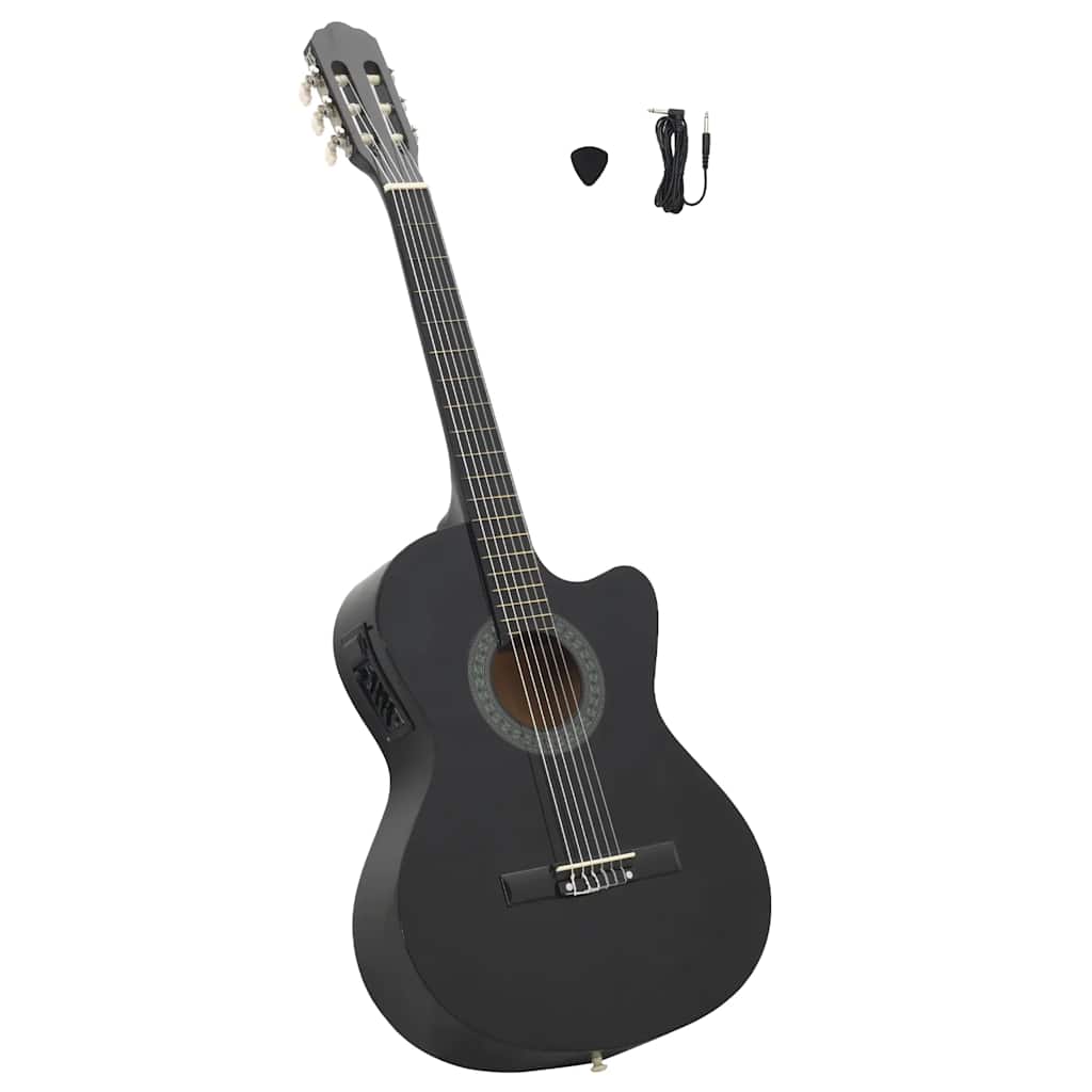Guitarra clássica cutaway com equalizador e 6 cordas preto