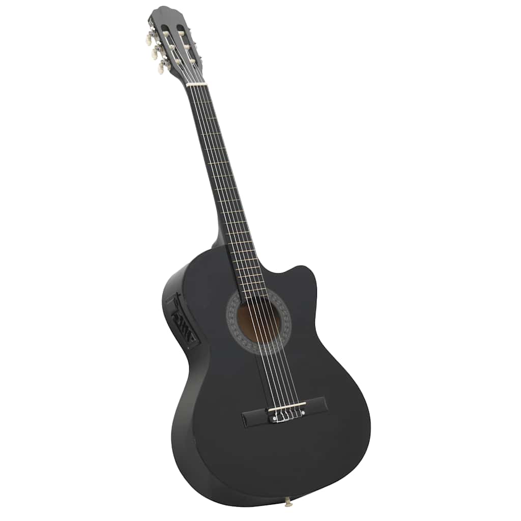 Guitarra clássica cutaway com equalizador e 6 cordas preto
