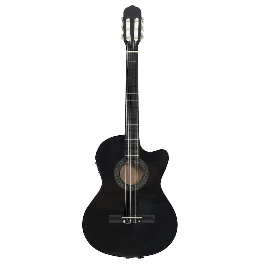 Guitarra clássica cutaway com equalizador e 6 cordas preto