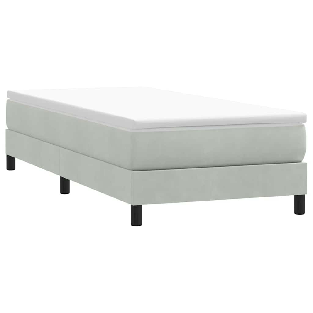 Box cama de molas sem colchão cinzento claro 100x210 cm veludo