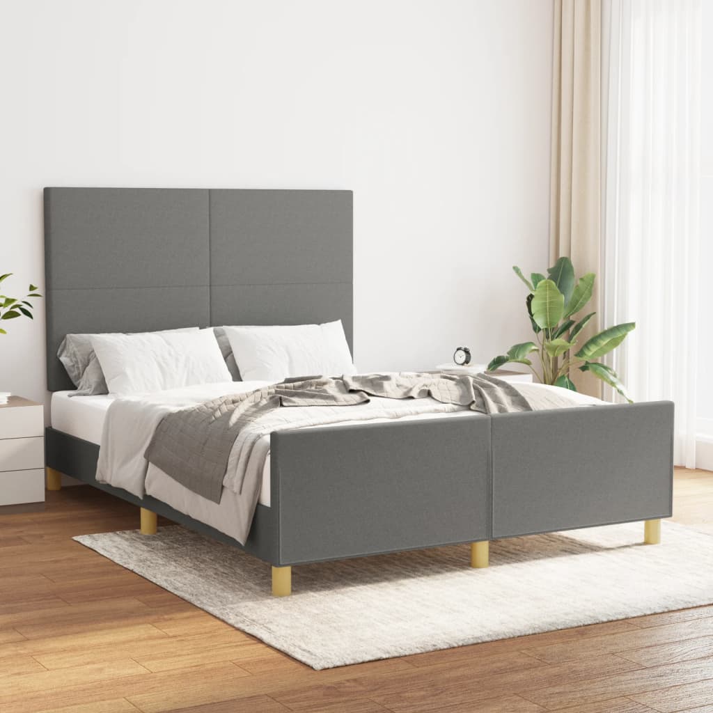 Estrutura de cama sem colchão 140x190 cm tecido cinzento-escuro