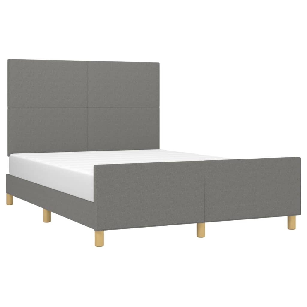 Estrutura de cama sem colchão 140x190 cm tecido cinzento-escuro