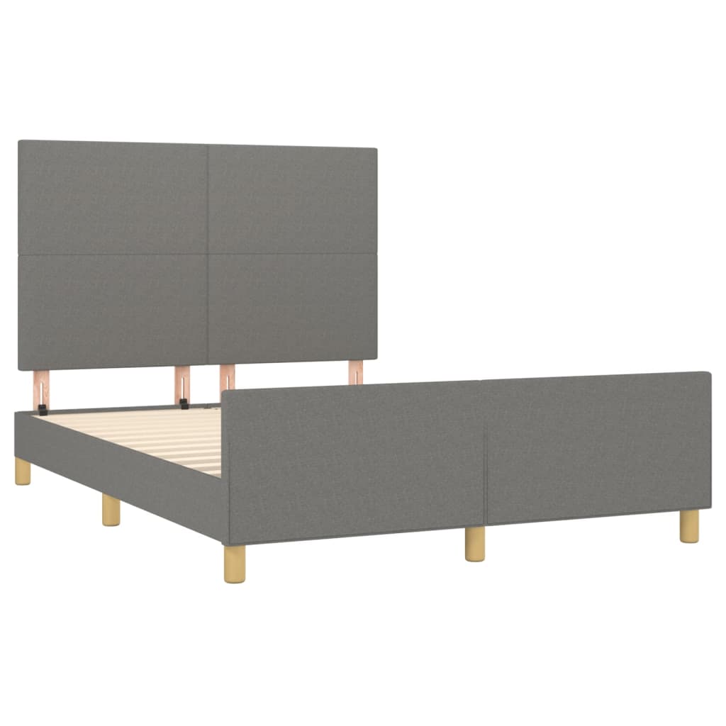 Estrutura de cama sem colchão 140x190 cm tecido cinzento-escuro