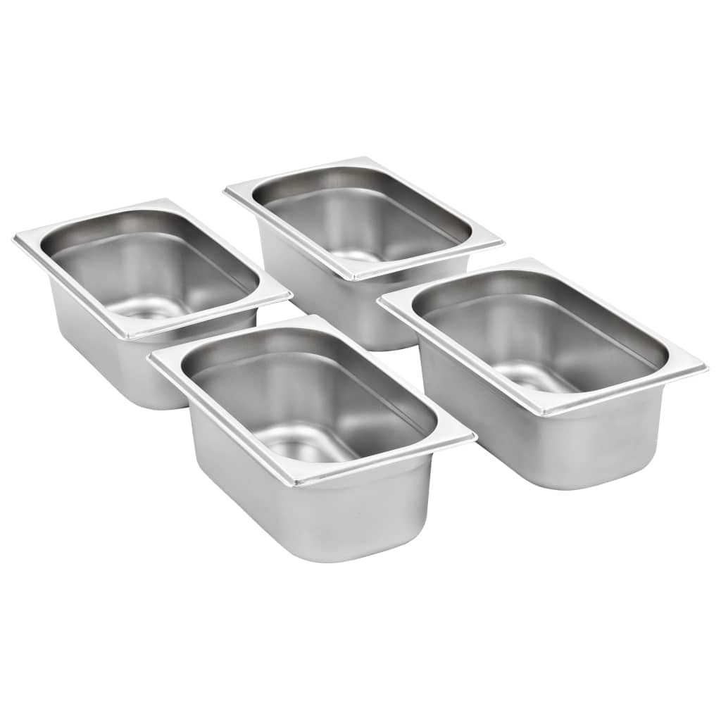Recipientes gastronorm 8 pcs gn 1/4 100 mm aço inoxidável