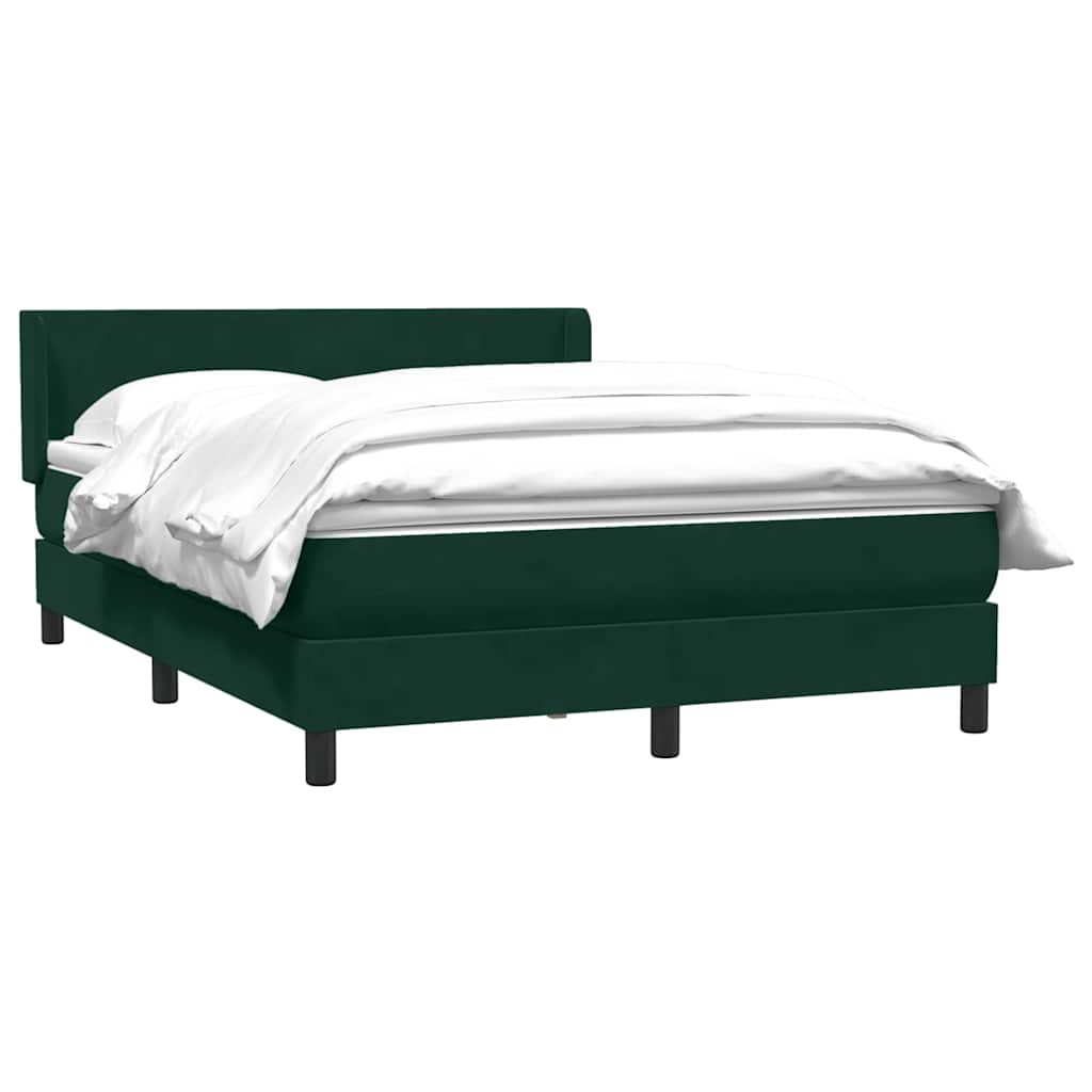 Cama com molas/colchão 160x220 cm veludo verde-escuro