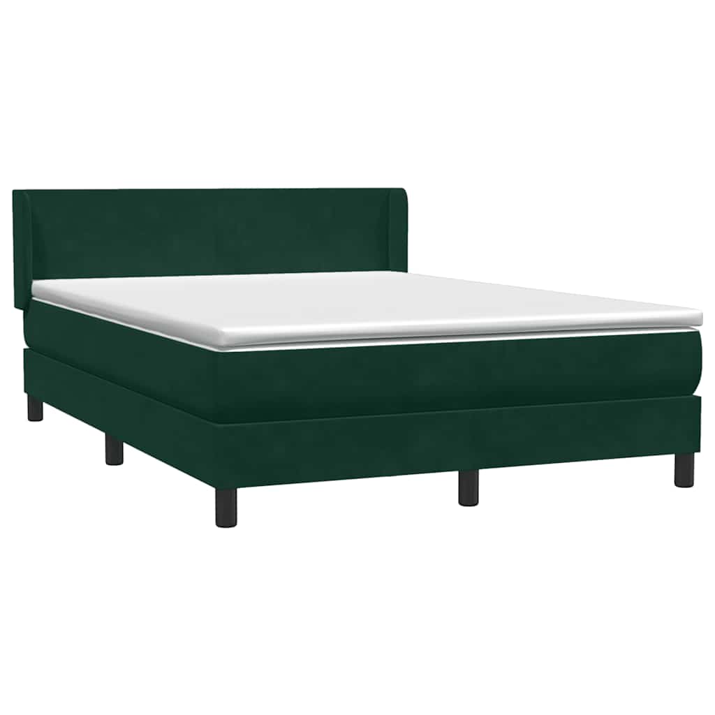 Cama com molas/colchão 160x220 cm veludo verde-escuro