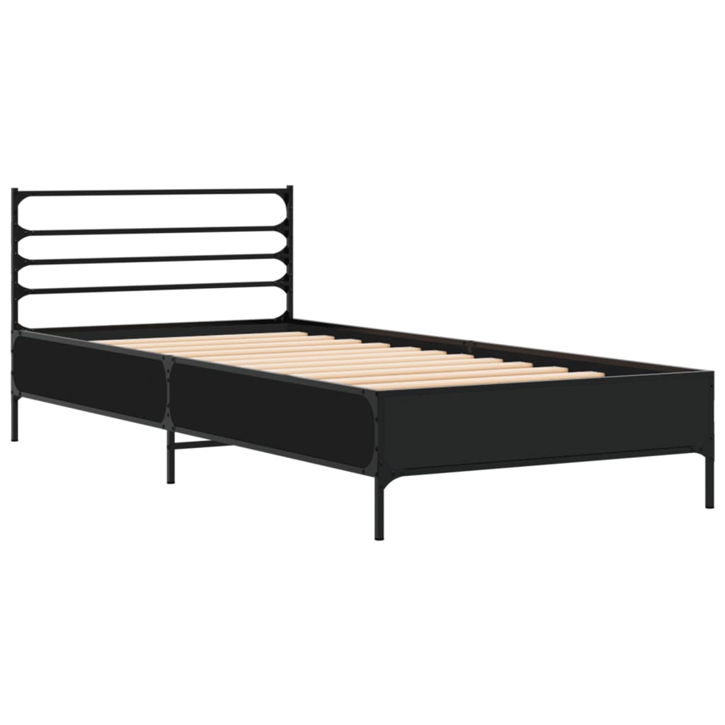 Estrutura de cama 90x200 cm derivados de madeira/metal preto