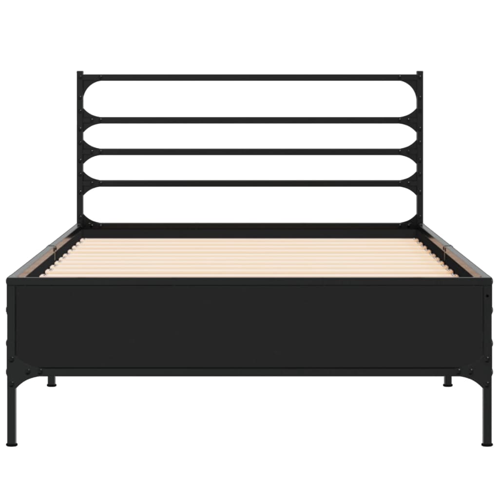 Estrutura de cama 90x200 cm derivados de madeira/metal preto