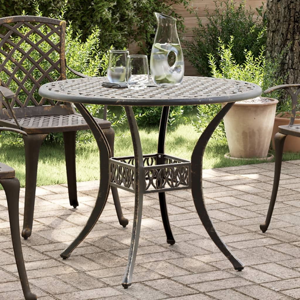 Mesa de jardim ø90x75 cm alumínio fundido bronze