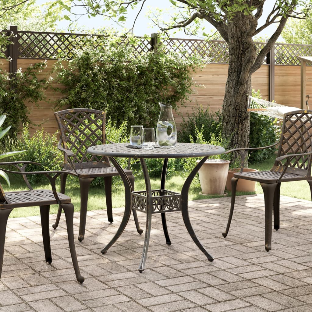 Mesa de jardim ø90x75 cm alumínio fundido bronze