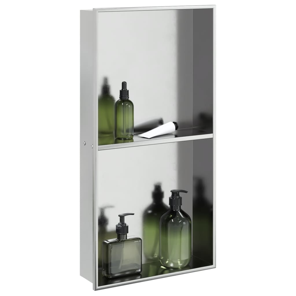 Nicho parede p/ duche 32x62x9 cm aço inoxidável prata escovada