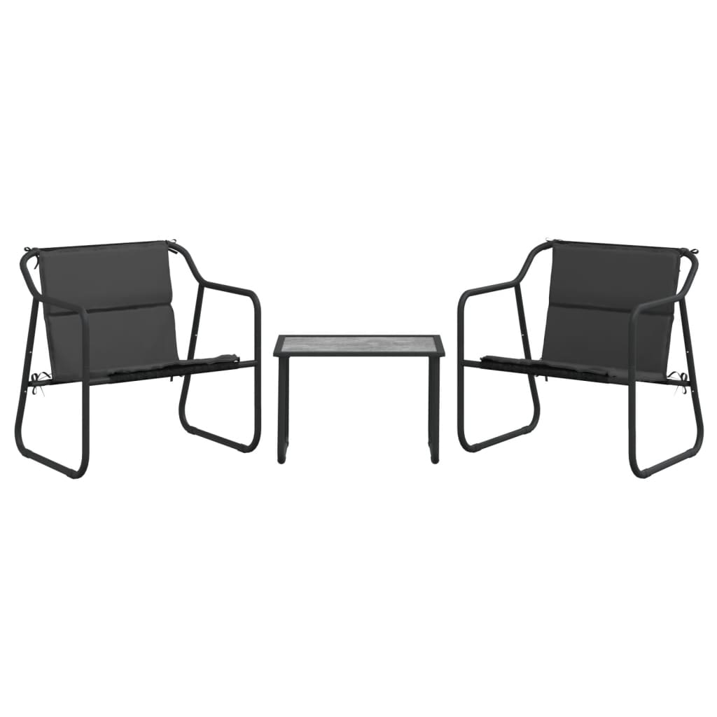 3 Pcs conjunto lounge de jardim com almofadões aço antracite