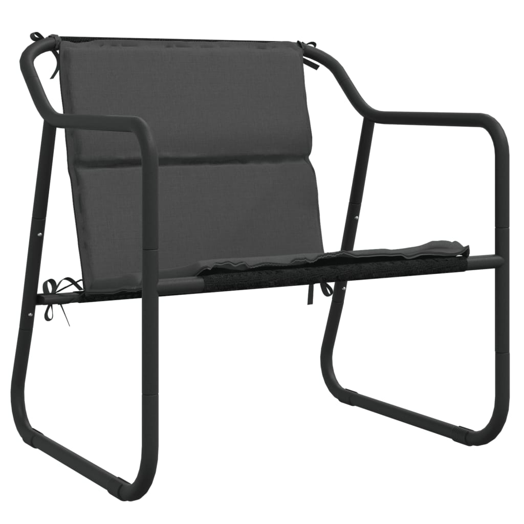 3 Pcs conjunto lounge de jardim com almofadões aço antracite