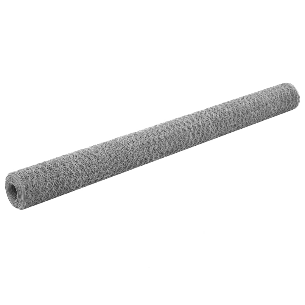 Rede de arame p/ galinheiro 25x1,5 m aço galvanizado prateado