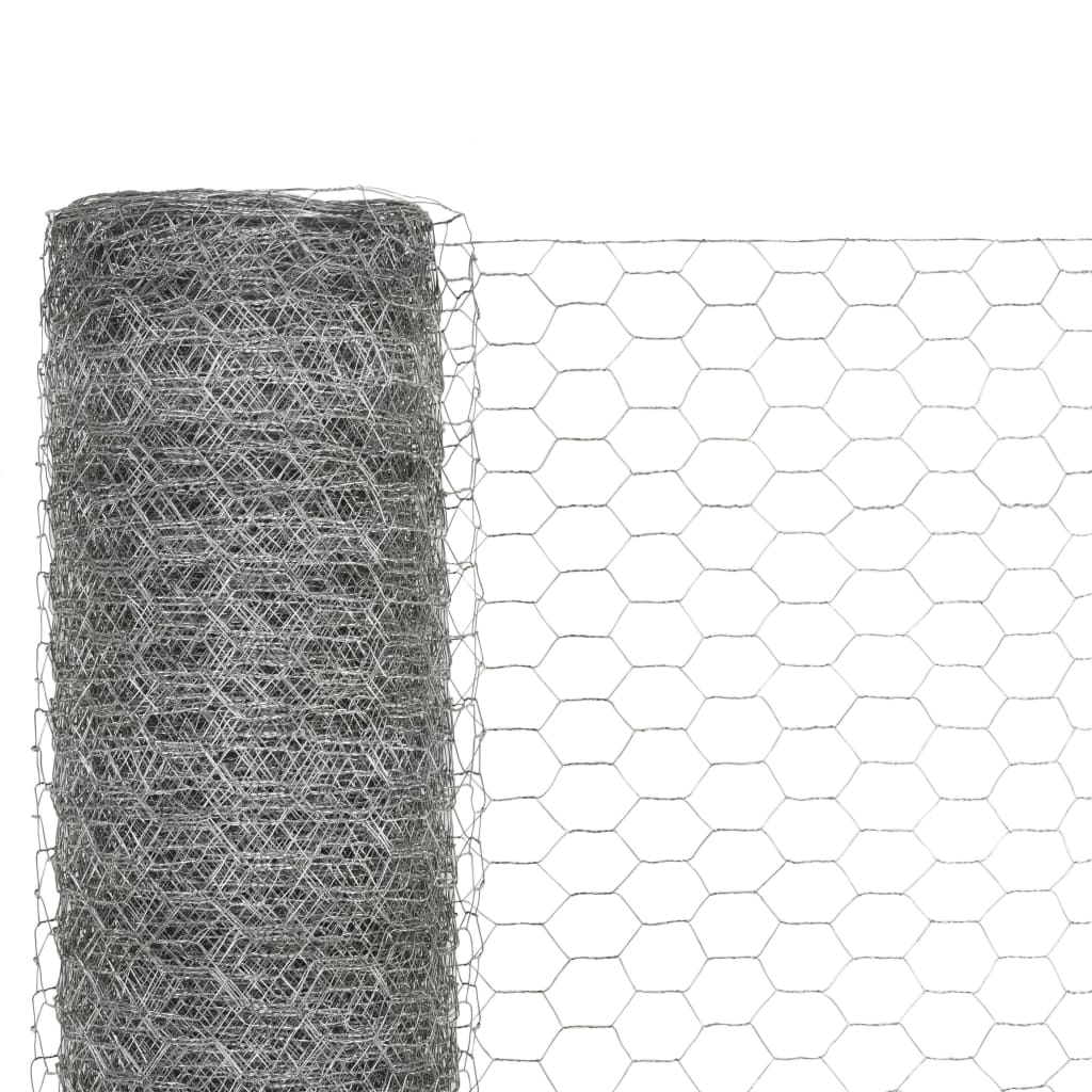 Rede de arame p/ galinheiro 25x1,5 m aço galvanizado prateado