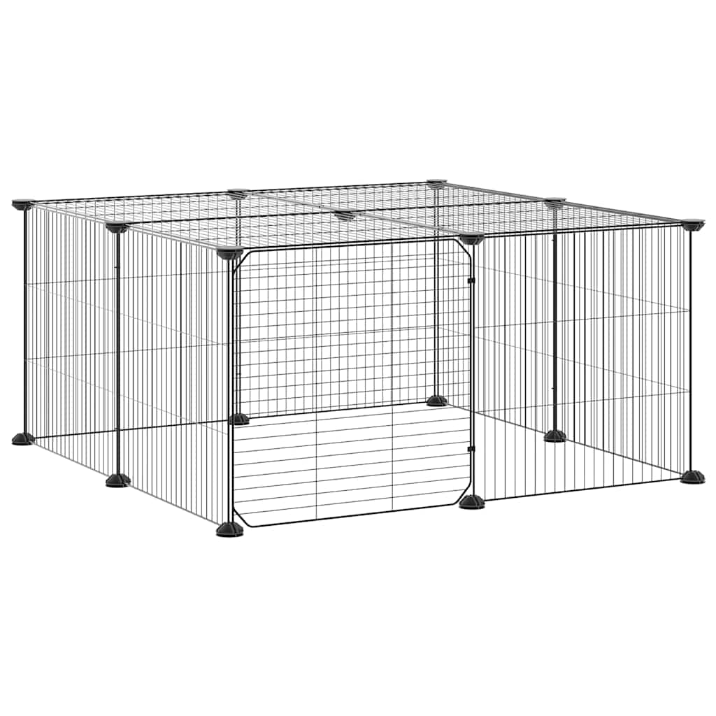 Gaiola p/ animais de 12 painéis c/porta 35x35 cm aço preto