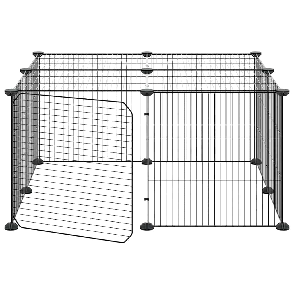 Gaiola p/ animais de 12 painéis c/porta 35x35 cm aço preto